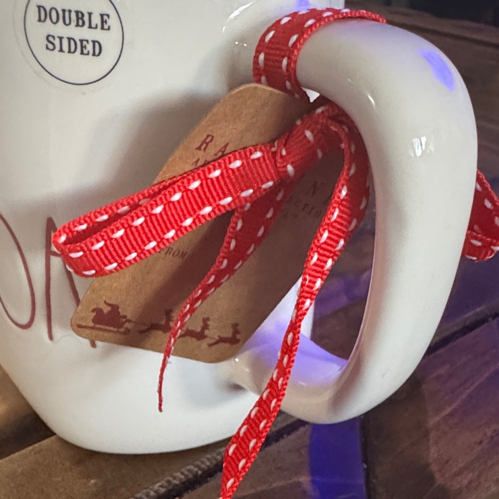 Rae Dunn White Ceramic Mug with Red Ribbon and Gingerbread House Design - Picture 5 of 5
